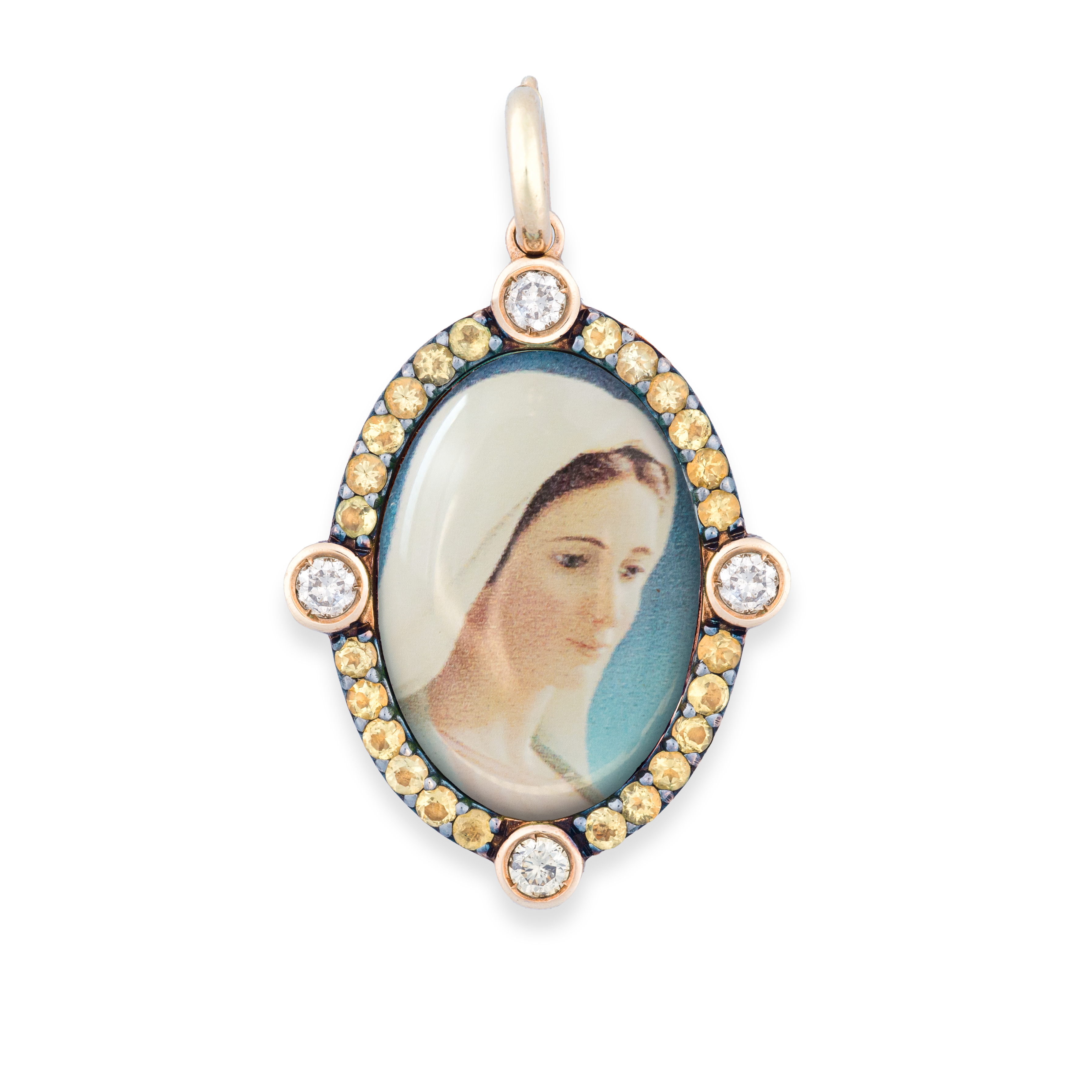 Pendente Madonnina Medjugory diamanti bianchi