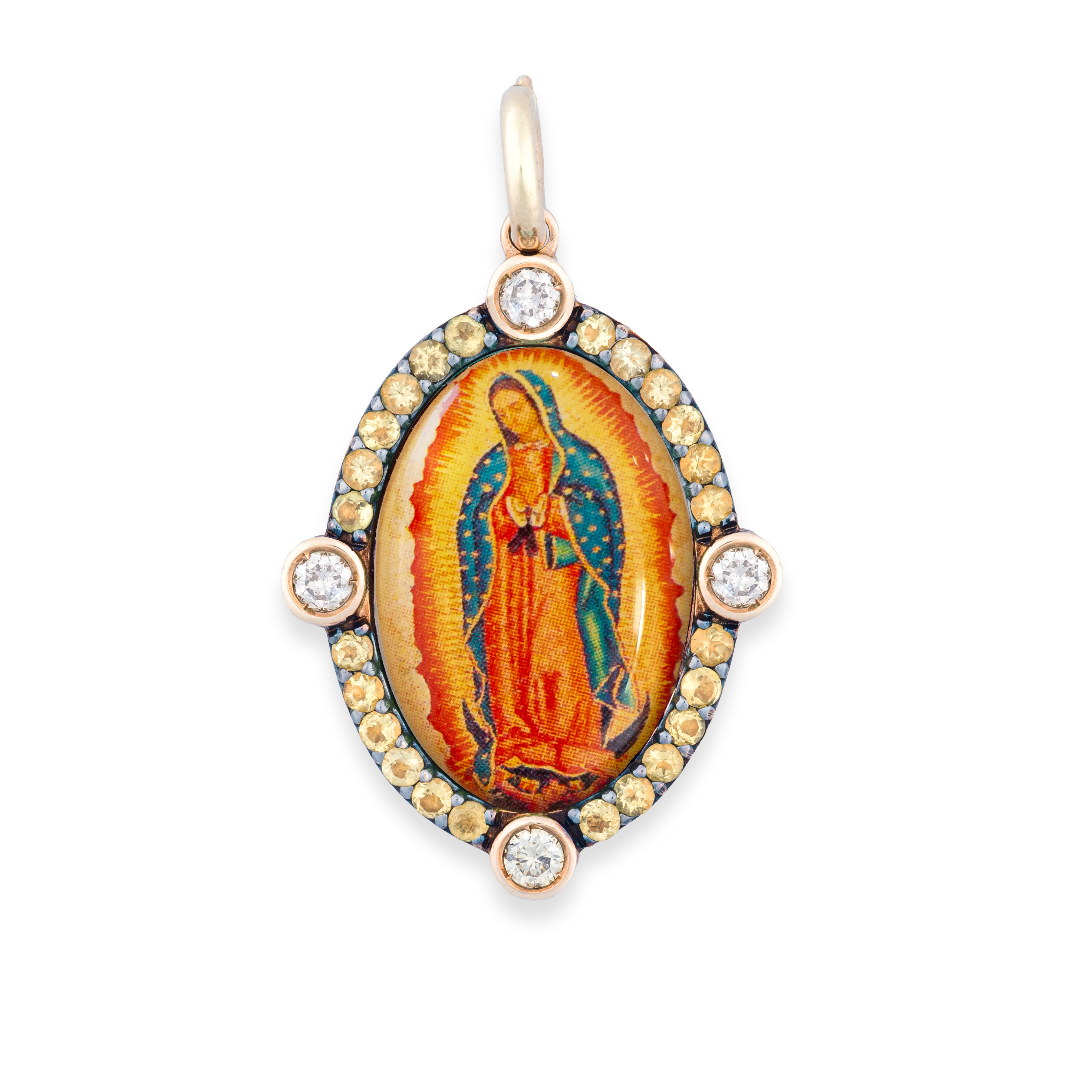 Pendente Madonnina Guadalupe diamanti bianchi