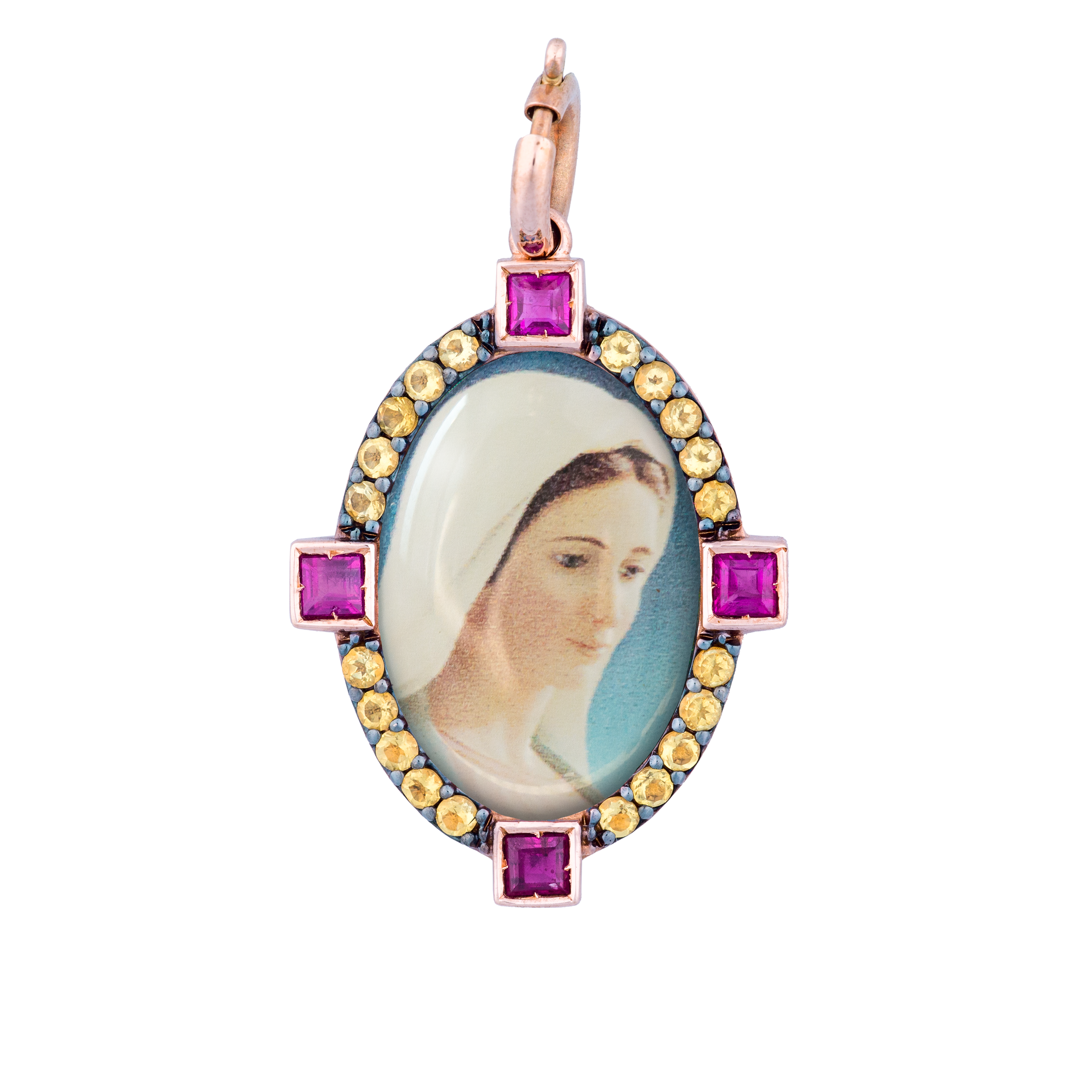 Pendente Madonnina Medjugory diamanti viola