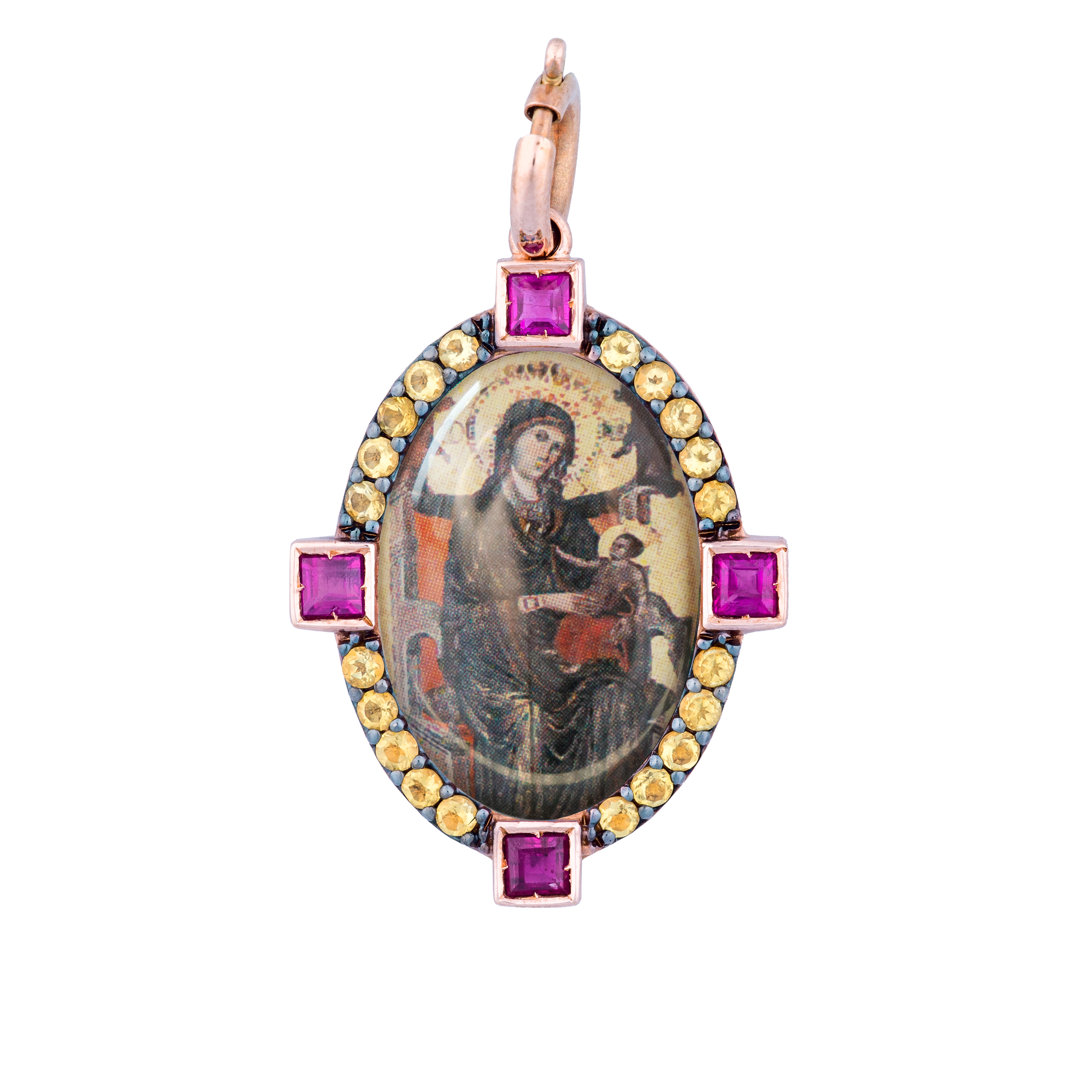 Pendente Madonnina Montevergine diamanti viola