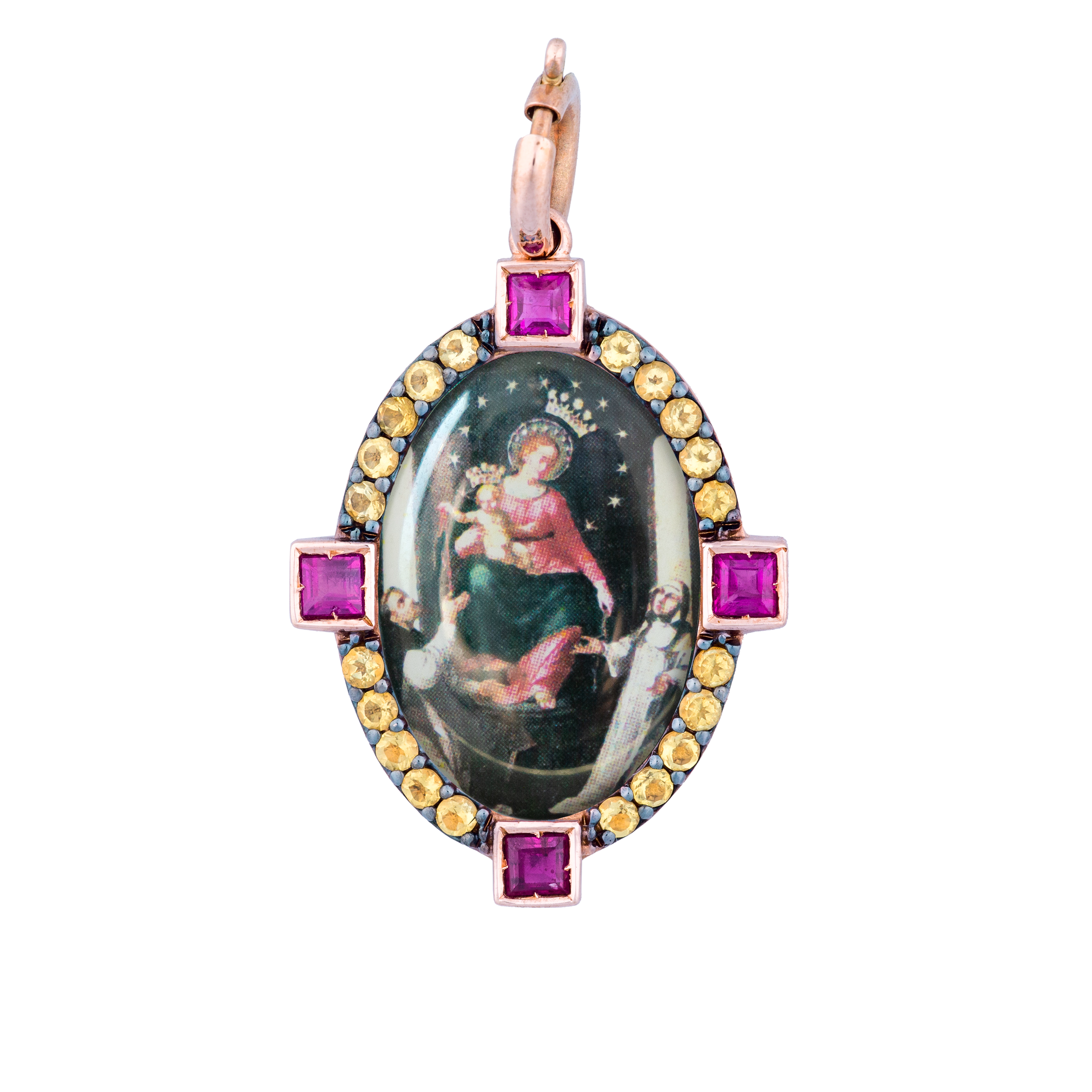 Pendente Madonnina Pompei diamanti viola