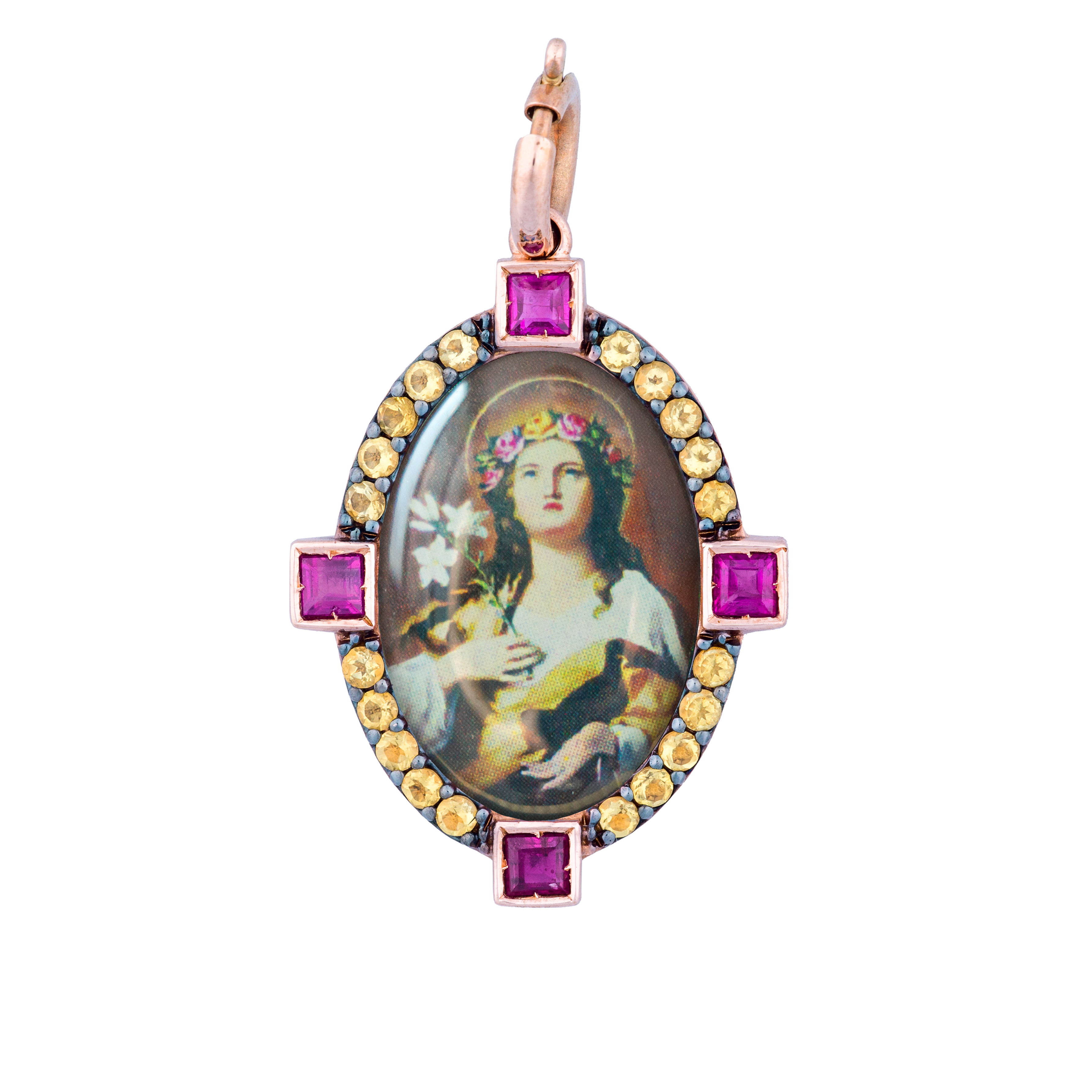 Pendente Santa Rosalia diamanti viola