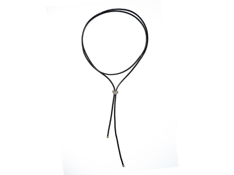 Collana Laccio Cuoio con Cuoricino di Brillanti Brown